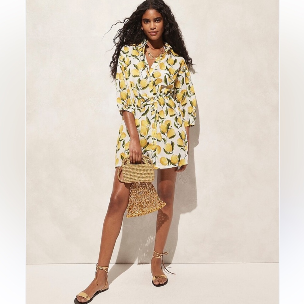 J.crew Cinched shirtdress in limoncello cotton voile XXS
